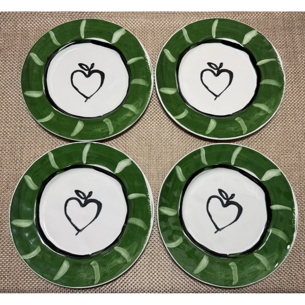 Anthropologie Dessert Salad Plates Set Hotel Magique Love Heart Green‎